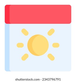 Summertime in flat icon. Calendar, date and time, summer, season, sun