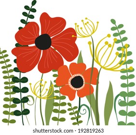 Summertime flowers , vector illustration 