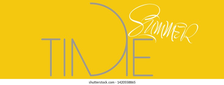 Summertime - hand drawn lettering on yellow background. Flat vector illustration for party invitations, cards, greetings, posters, flyers, banners, seasonal design and decoration, prints, web. 