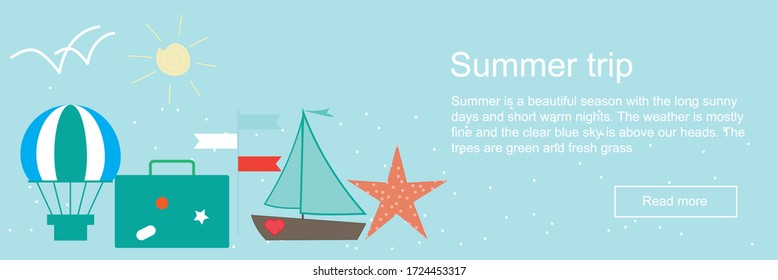 Ilustración vectorial de banners horizontales en verano. Banner de promoción de medios sociales para publicidad, marketing, ventas, turismo, viajes.