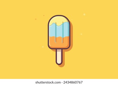 Summertime ice cream illustration .Ice Cream Flat Design with Simple Vector Concept