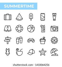 Summertime Icon Set, Line Color Icon Style