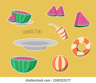 Summertime items watermelone cocktail ball lifebuoy 