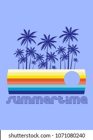 summertime palm tree rainbow poster graphic tee