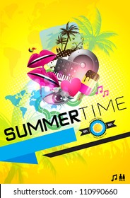 SummerTime Party Poster -  vector Illustration.