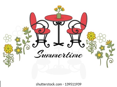 Summertime patio table and chairs