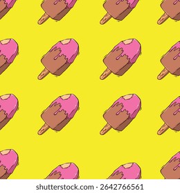 Summertime Popsicle Pattern Melted Ice Cream Seamless Repeat Design