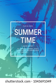 Fondo De Afiche En Tiempo De Verano Con Palm Trees Plantilla De Verano Ilustración De Vector De Banner