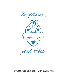 Summertime poster concept. Vacation card design. Hand drawn doodle illustration with summer clothes and quotes