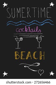 Summertime poster, freehand, vector, illustration