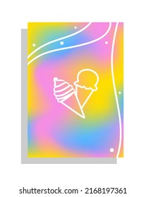 Summertime poster with ice cream. Abstract gradient banner for you text. Banners, posters, template, set, typography. Vector illustration