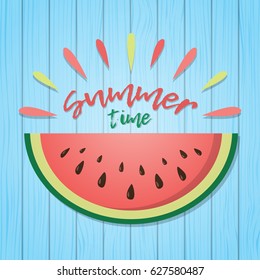 Summertime poster with watermelon. Vector.