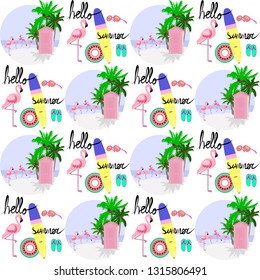 Summertime print seamless vector pattern