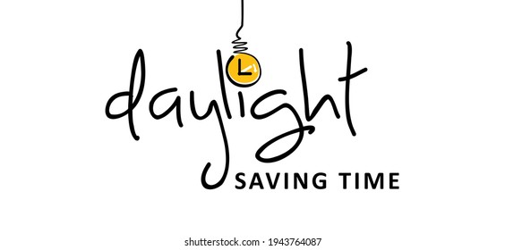 Summertime sign, daylight saving time Concept. Flat vector slogans. clock switch forwards.