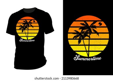 Summertime Silhouette T Shirt Mockup Retro Vintage