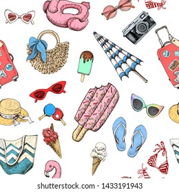 Summertime sketch hand draw pattern. 