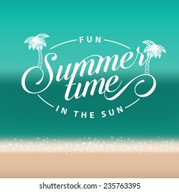 Summertime Stamp on beach background EPS 10 vector