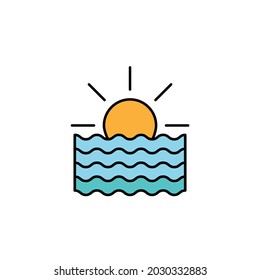 summertime, sun, warm, sunny, weather line colored icon. Signs, symbols can be used for web, logo, mobile app, UI, UX