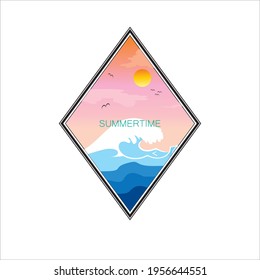 summertime sunset logo design vector illustration