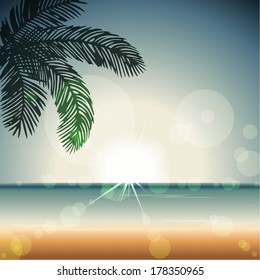 Summertime sunset with transparencies (eps10); jpg version also available
