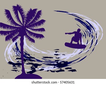 summertime - surfing - vector