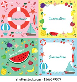 summertime template for cards patterns greeting cards invitations. summertime concept vector