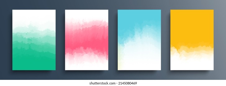 Summertime theme collection with abstract smoke color gradients. Summer season color backgrounds set for your seasonal graphic design. Vector illustration.