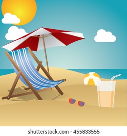 Summertime traveling template with beach summer accessories