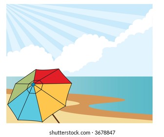 summertime tropical beach vector umbrella on beach