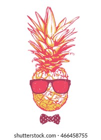 Summertime vacation holiday illustration - Pineapple in sunglasses