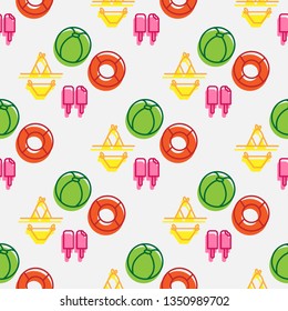 Summertime vacation vector seamless pattern
