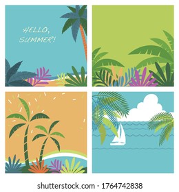 Summertime Vector Background Illustration Set Isolated On A White Background.