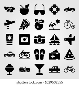 Summertime vector icon set. taxi, sport car, orange and car