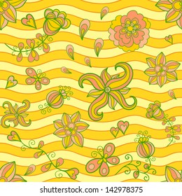 Summertime vector seamless pattern. Sunny light colors.