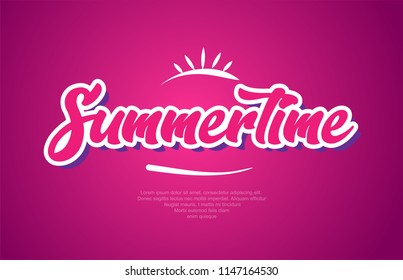 summertime word typography design in pink color suitable for logo, banner or text design