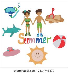 Summer.Vector illustration isolated on white background.