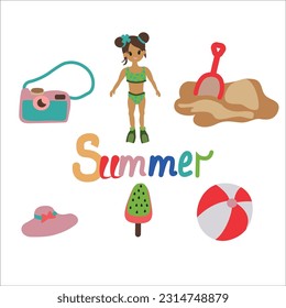 Summer.Vector illustration isolated on white background.