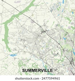 Summerville, South Carolina, USA map poster art