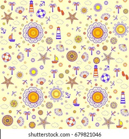 Summery abstract marine seamless background