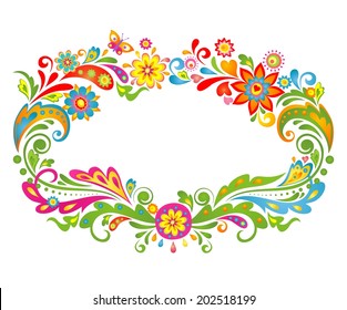 Summery colorful floral frame