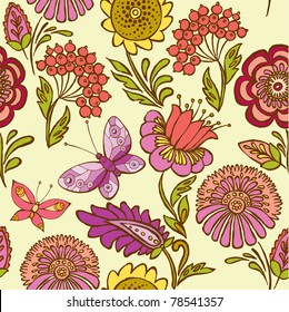 summery floral seamless background