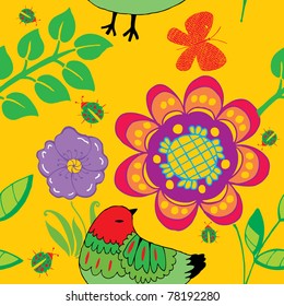 summery floral seamless pattern