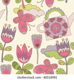 summery floral seamless pattern