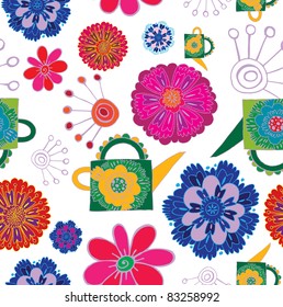 summery floral seamless pattern