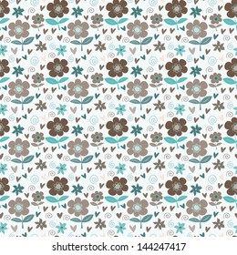 Summery floral seamless pattern - vector
