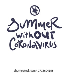 Summet without Coronavirus. lettering 2019-nCoV Novel Coronavirus Bacteria. No Infection and Stop Coronavirus Concepts. Dangerous Coronavirus Cell in China. Isolated Vector