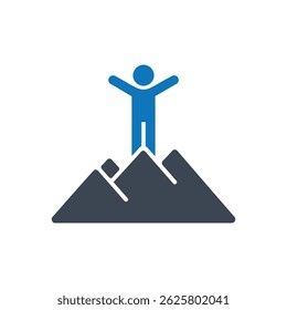 Icono De Logro De La Cumbre Aislado Sobre Fondo Blanco