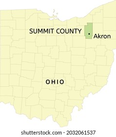 Summit County And City Of Akron Location On Ohio State Map