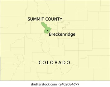 Ubicación del condado de Summit y del municipio de Breckenridge en el mapa del estado de Colorado