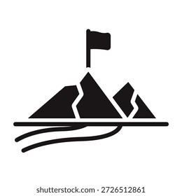 Diseño minimalista del estilo plano, Ilustración vectorial de la bandera de la cumbre en el fondo blanco